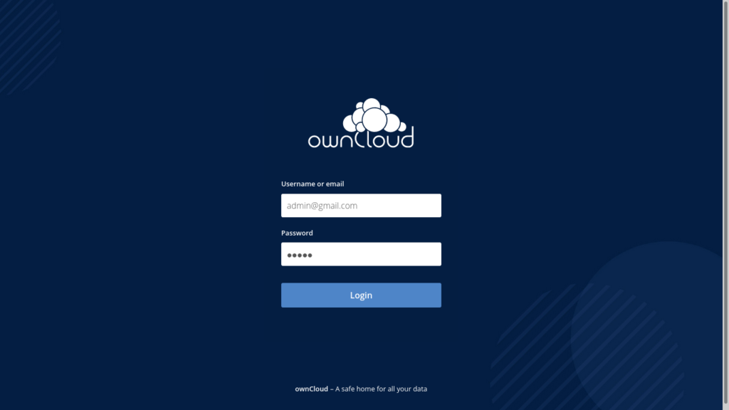 Owncloud login page