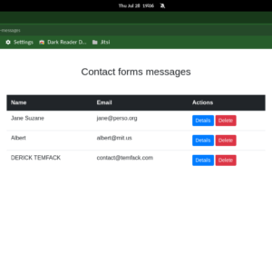 A simple admin panel for a Laravel contact form